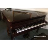 Kawai (c1979) A 5ft 10in grand piano in a bright mahogany case on square tapered legs.