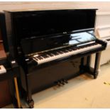 Yamaha (c1983) A Model U3MS upright piano in a bright ebonised case.