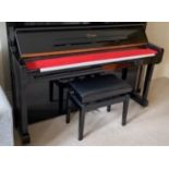 Essex (c2018) A Model EUP-123 upright piano in a bright ebonised case;