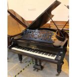 Bechstein (c1893) A 6ft 7in Model V grand piano in a bright ebonised case on turned octagonal legs.