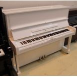 Yamaha (c1976) A 121cm Model U1H upright piano in a white case.