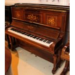 Steinway (c1908) A Vertegrand upright piano in a rosewood and floral inlaid case;
