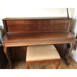 Rippen (c1975) A Minuet Model upright piano in a light mahogany case with cabriole front supports;