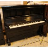 Bechstein (c1891) An oblique strung upright piano in an ebonised case.