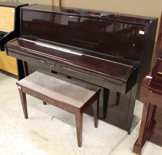 Elysian A recent upright piano in a modern style bright mahogany case; - Image 2 of 6