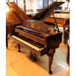 Challen (c1936) A 4ft 6in grand piano in a black lacquered Chinoiserie case depicting Chinese