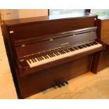 Hoffmann (c1986) A Model 117 upright piano in a modern style satin mahogany case.