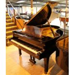 Yamaha (c1981) A 6ft 7in Model G5 grand piano in a bright ebonised case on square tapered legs.