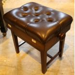 Piano Stool A concert adjustable piano stool with button upholstered leather top.