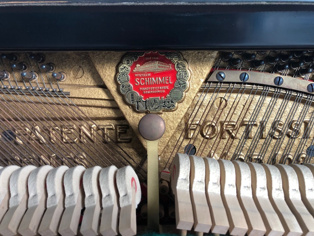 Schimmel (c1957) An upright piano in a modern style maple and ebonised trimmed case. - Image 5 of 6