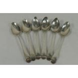 A set of six George III silver old English pattern teaspoons, London 1802,