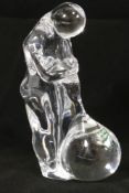 A Swedish Orrefors glass figure of a glass blower, with original factory paper label, 11.