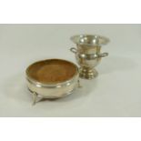 An American silver coloured metal miniature two-handled urn by Dunkirk Silversmiths,