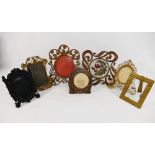 Seven Victorian and later miniature picture frames, including Art Nouveau copper examples,