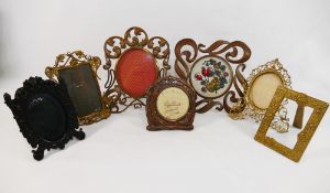 Seven Victorian and later miniature picture frames, including Art Nouveau copper examples,