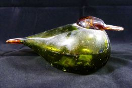 A Finnish Iittala glass 'Grass Elder' bird by Oiva Toikka, 22cm long,