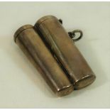 An Edwardian double silver cheroot holder, with hinged lid and gilt interior, Chester 1911, 5.