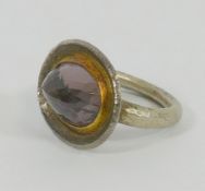 A modern smokey quartz single stone ring by Poppy Dandiya,