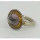 A modern smokey quartz single stone ring by Poppy Dandiya,