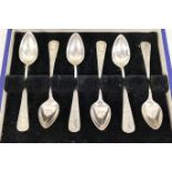 Set of six French silver coffee spoons, with engraved decoration, marks to the reverse,