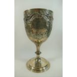 A large silver trophy cup, Birmingham 1913, presented by the Leghorn Club, with broken stem,