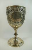 A large silver trophy cup, Birmingham 1913, presented by the Leghorn Club, with broken stem,