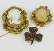 A 19th century Bohemian garnet clover leaf brooch, 3.