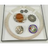 A quantity of Victorian and later silver jewellery,
