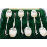 A set of six 19th century Dutch apostle style silver teaspoons, by Jans Rinze Spaanstra,
