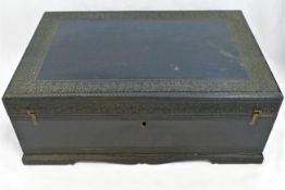 A large 19th century Anglo-Indian carved ebony stationery box,