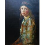 Robert Sivell (1888-1958)+ Half length portrait of a girl Oil on panel Signed lower right 67cm x