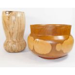 Paul Wilcocks (20th/21st century British)+ A turned wooden bowl 29cm diameter,