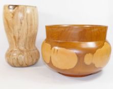 Paul Wilcocks (20th/21st century British)+ A turned wooden bowl 29cm diameter,