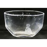 A small Orrefors clear glass vase by Edvin Ohrstrom, entitled 'Wish to the Stars', signed to base,