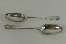 Pair of George III Scottish Hanoverian pattern silver spoons, by Edward Lothian,