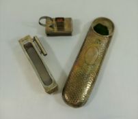 An Edwardian silver combination matchbox holder/sealing wax stand, with ring handle,