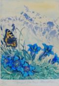 David Koster (1926-2014)+ 'Trumpet Gentians' Limited edition print Signed,