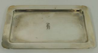 An American rectangular silver coloured metal tray, stamped 'WALLACE STERLING',