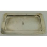 An American rectangular silver coloured metal tray, stamped 'WALLACE STERLING',