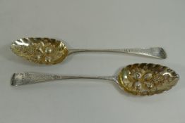 A pair of matched George III silver table spoons, London 1797,
