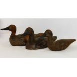 Three late 19th/early 20th century painted pine decoy ducks,