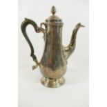 WITHDRAWN - A mid 18th century silver coffee pot, possibly London 1758 (marks rubbed),