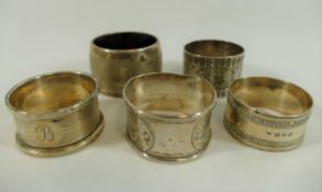 Four silver napkin rings, combined weight 2.39ozt, 74.