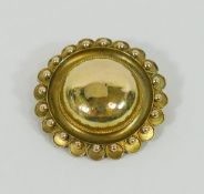 A Victorian circular gold brooch, with keepsake panel to the reverse, 2.