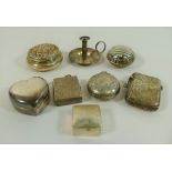 A collection of small silver items comprised of a Victorian miniature chamberstick,