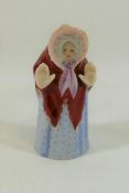 A Royal Worcester porcelain candle snuffer, 'Granny Snow', puce mark, c.1903, 7.