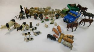 A quantity of 1950's and later Britains and other cast lead and enamelled farm yard animals and