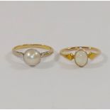 A pearl single stone ring,