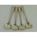 A set of four George III silver salt spoons, London 1784,