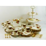 A Royal Albert 'Old Country Roses' bone china tea service comprised of six each of tea cups,